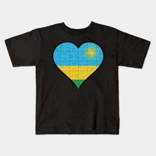 Rwandan Jigsaw Puzzle Heart Design - Gift for Rwandan With Rwanda Roots Kids T-Shirt